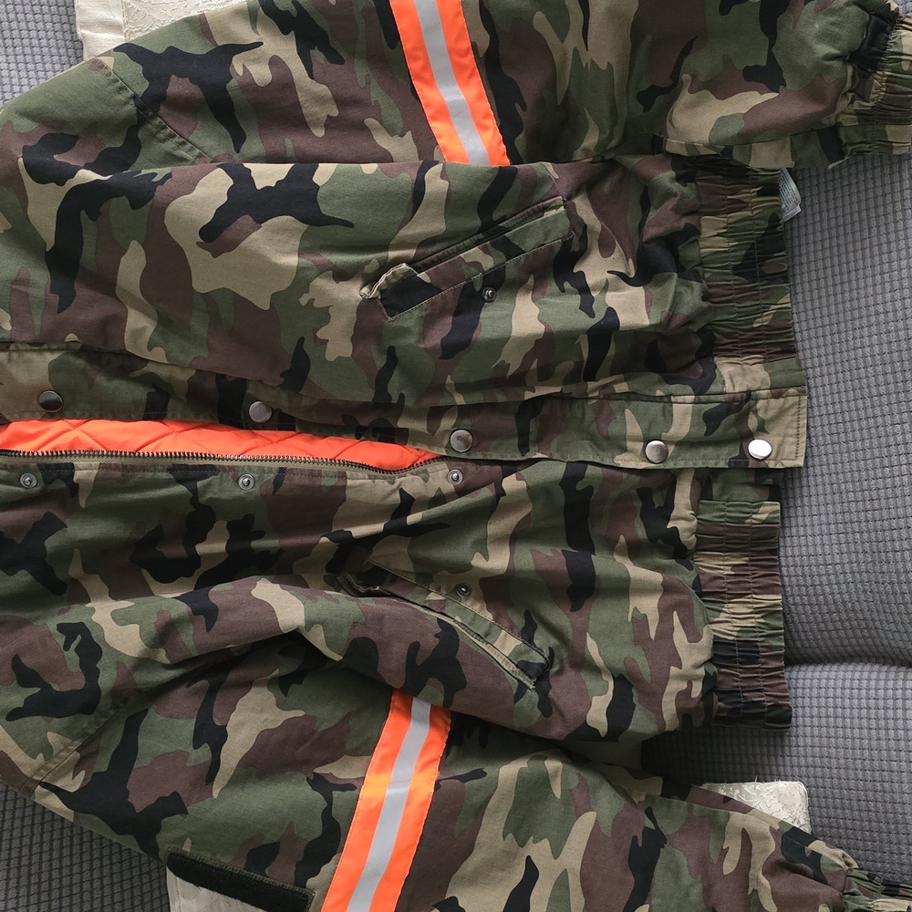 Camouflage Jacket with Orange Stripes
